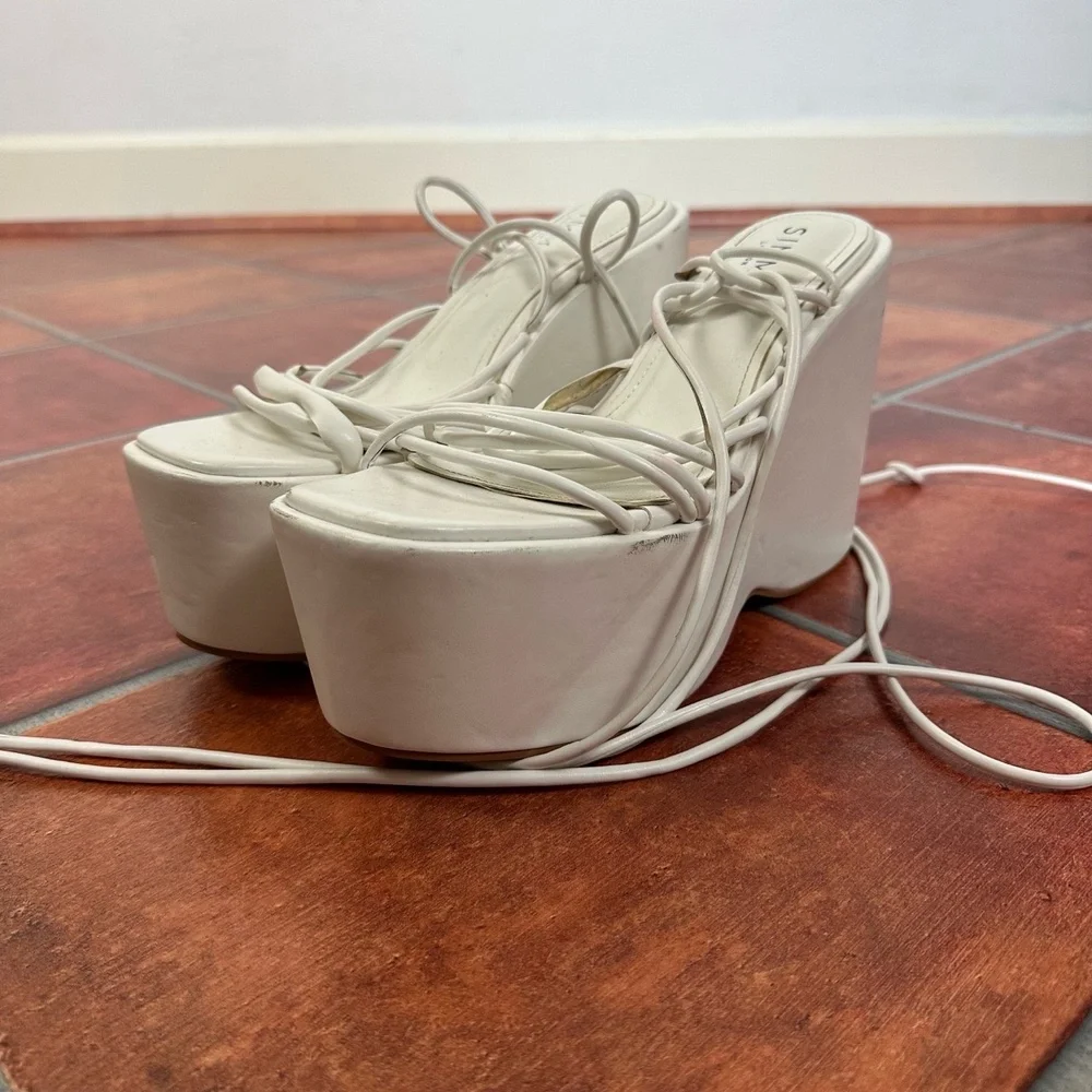 Simmi London Lace-Up Open Toe Platform Heels Size US 9